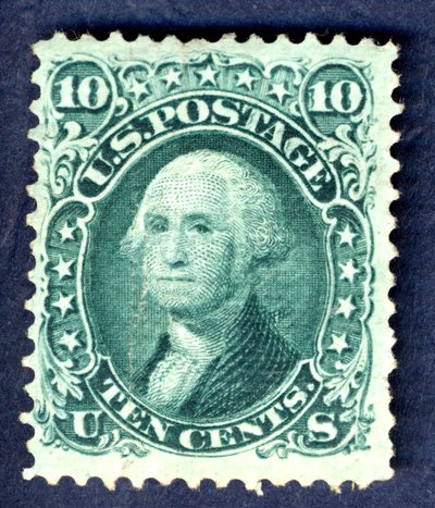 10c ワシントン E グリル シングル、1867 年。 作： National Bank Note Company