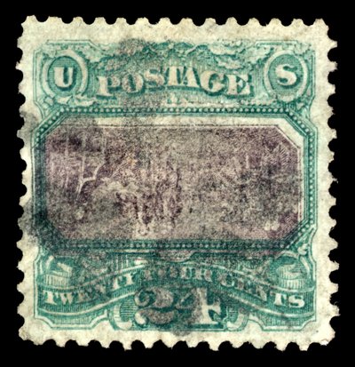 24c 独立宣言 G グリル反転エラー シングル、1869 年。 作： National Bank Note Company