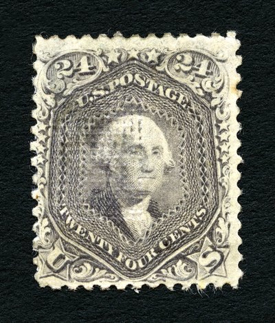 24c ワシントン F グリル シングル、1867 年。 作： National Bank Note Company