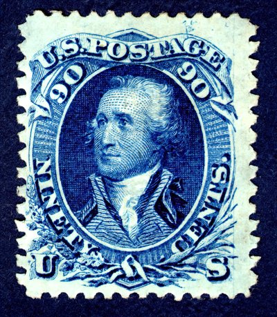 90c ワシントン F グリル シングル、1867-1868。 作： National Bank Note Company