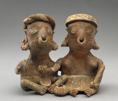 マトリモニアルペアに参加、紀元前300年-西暦300年（スリップ付き陶器） 作： Nayarit Nayarit