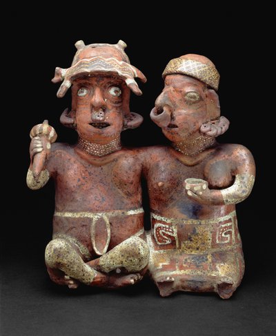 接合した夫婦の座像、紀元前200年～紀元後300年（陶・顔料 作： Nayarit Nayarit