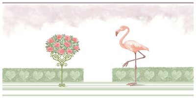 ファミンゴとバラの茂み、2021年（デジタル） 作： ニール・オズボーン