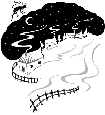 雪に覆われた村、2022年（インクとデジタル） 作： Neale Osborne