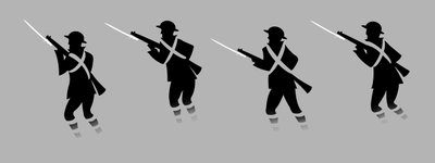 銃剣を持つ第一次世界大戦の兵士 - 塹壕から出てくる 作： Neale Osborne