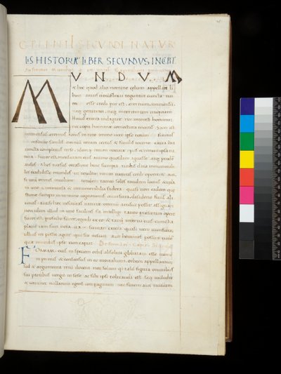 Ms.394.1長老プリニウス『ヒストリア・ナチュラリス』f.26r.装飾家が空白にした専用スペースにペンのイニシャル[M]を追加、ナポリ、15世紀半ば、1442年頃（羊皮紙 作： Neapolitan School