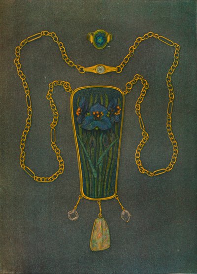 ゴールド、エナメル、宝石のネックレス、c1901 作： Nelson Ethelred Dawson