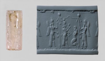 イシュタルの円筒印章と現代人の印象、紀元前8～7世紀頃（カルセドニー 作： Neo Assyrian Neo Assyrian