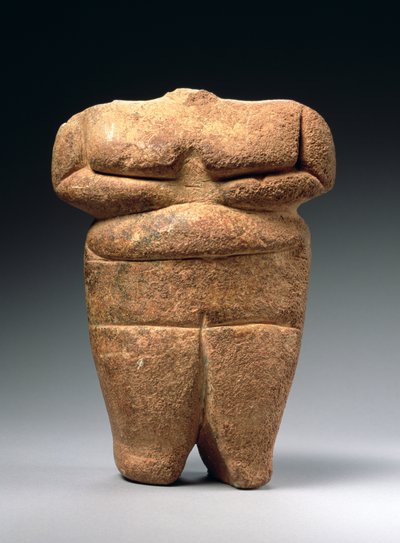 新石器時代の図、ギリシャ、紀元前4500- 4000年（石灰岩） 作： Neolithic