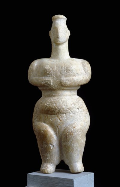 ギリシャの芸術。"スパルタの女性像" 大理石彫刻アテネ、国立考古学博物館 - スパルタの女性像 - 大理石彫刻、新石器時代、紀元前6000-5000年 - 国立考古学博物館、アテネ、ギリシャ 作： Neolithic Neolithic