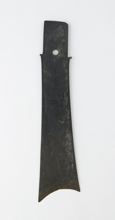フォーク型のノミ（zhang）、Qijia Culture、c.2500-2000 BC（jade（nephrite）） 作： Neolithic Period Chinese School