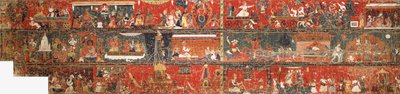 赤いアバロキテシュヴァラの伝説のバージョンを表す大きなネパールの歴史的絵画、1712 作： Nepalese School