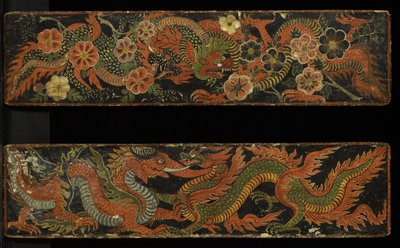 仏教の写本のペア、1659年（木材に不透明なトイレ） 作： Nepalese School
