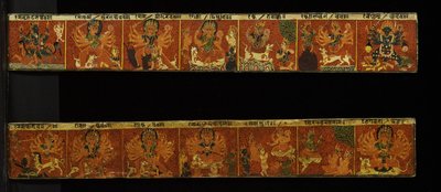 一対のDevimahatmya原稿カバー（木の不透明なトイレ） 作： Nepalese School