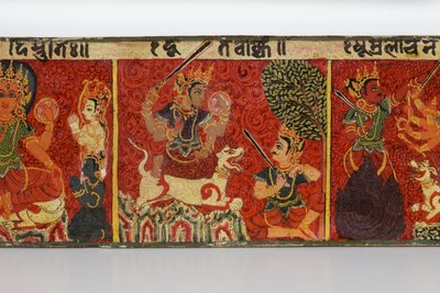 Devimahatmya原稿カバーの詳細（木材に不透明なトイレ） 作： Nepalese School