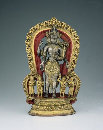 Jatamukuta Lokesvara、Khasa Malla Kingdom（1100-1484）（パーセルゴールド、銅合金、顔料） 作： Nepalese School