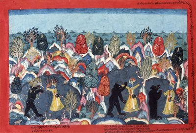 クリシュナ格闘ジャンババタ、クマの王、c。 1775 作： Nepalese School