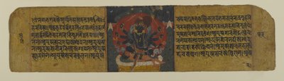 15世紀のパンチャラクシャの女神の1つを描いた仏教写本のページ（紙にインクとトイレ） 作： Nepalese School