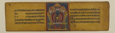 16〜17世紀のAkshobhyaのイラスト付きの仏教写本のページ（紙にインクと水彩） 作： Nepalese School