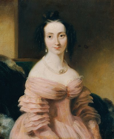 ブルゴーニュのドレスを着た女性 作： Leopold Blonder