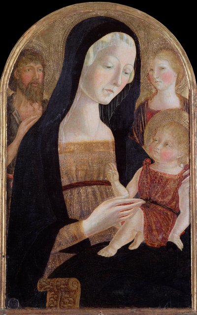 子供を連れた聖母と洗礼者ヨハネとマグダラのマリア - 絵画, 1470年頃 作： Neroccio di  Landi