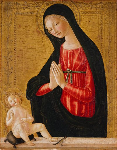 子供を崇拝するマドンナ 作： Neroccio di Landi
