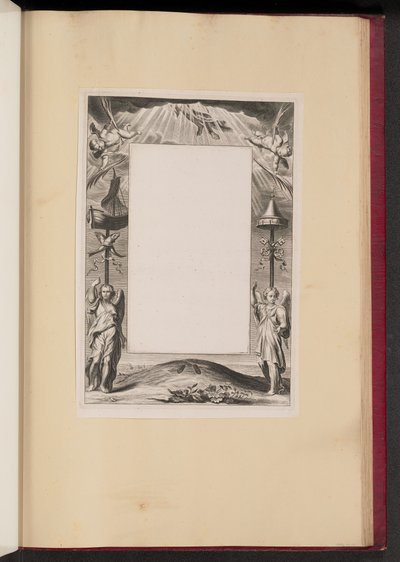 キリストの昇天、鍵、魚の枠イラスト 作： Netherlandish 17th Century