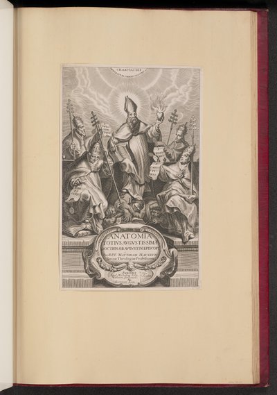 アナトミアのタイトルページ Totivs Avgvstissimae Doctrinae Avgvstinae 作： Netherlandish 17th Century after Cornelis Galle I after Sir Peter Paul Rubens