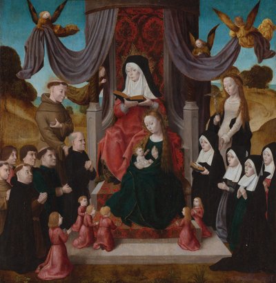 聖アンナアンナセルブドリット、聖人フランシス、リドウィナ、および寄付者との聖母子c。 1490-1 作： Netherlandish Master
