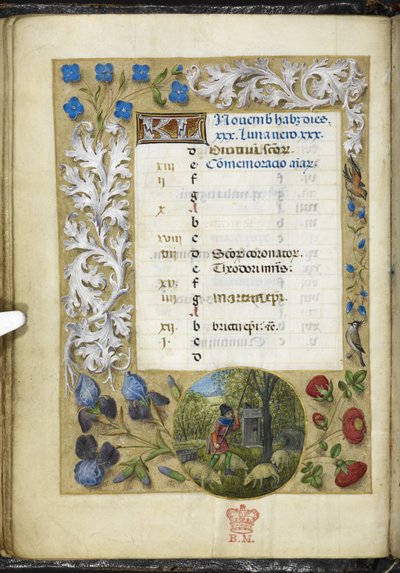 MS 38126 f.11v 1485-90 (ベラム) の「Book of Hours, Use of Rome」(The 