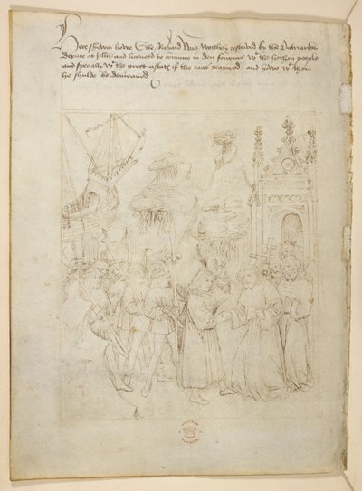 コットン ジュリアス E. IV、アート。 6、「ビーチャムのページェント」、1483年頃（ベラムにインク） 作： Netherlandish School