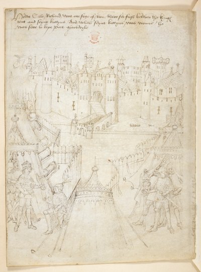 コットン ジュリアス E. IV、アート。 6、「ビーチャムのページェント」、1483年頃（ベラムにインク） 作： Netherlandish School