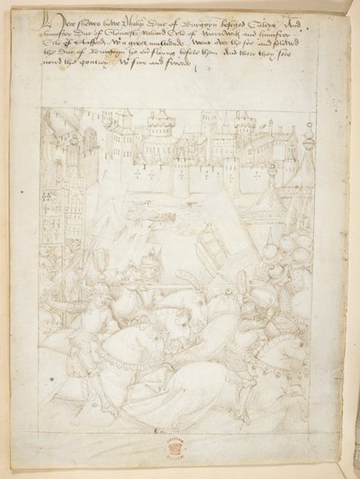 コットン ジュリアス E. IV、アート。 6、「ビーチャムのページェント」、1483年頃（ベラムにインク） 作： Netherlandish School
