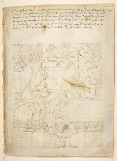 コットン ジュリアス E. IV、アート。 6、「ビーチャムのページェント」、1483年頃（ベラムにインク） 作： Netherlandish School