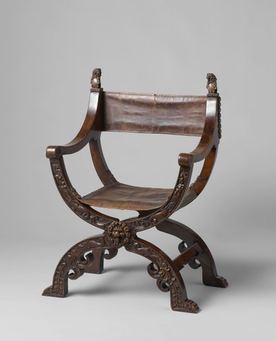折りたたみ椅子、c.1620-50（クルミ） 作： Netherlandish School