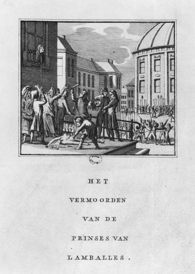 1792年9月3日のランバルの王女、マリーテレーズルイーズドサヴォワカリニャンの切断 作： Netherlandish School