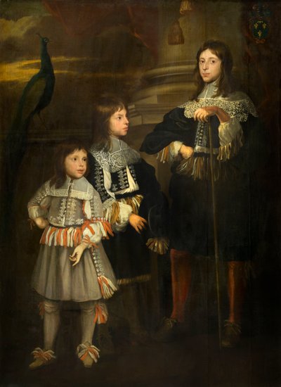 3人の子供の肖像（キャンバスに油彩） 作： Netherlandish School