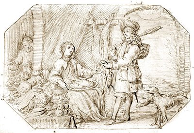 四季。1675年頃 「冬-狩猟からの帰還」（紙にペン、セピアインク） 作： Netherlandish School