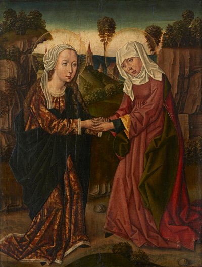 聖母と聖エリザベス（パネルに油彩） 作： Netherlandish School