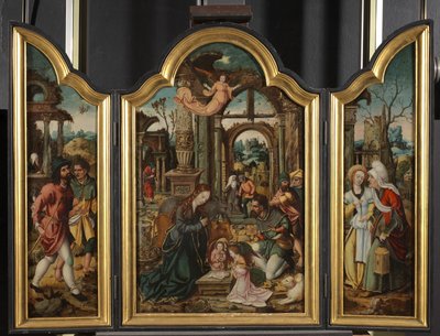 三連祭壇画-羊飼いの崇拝、1535年 作： Netherlandish School