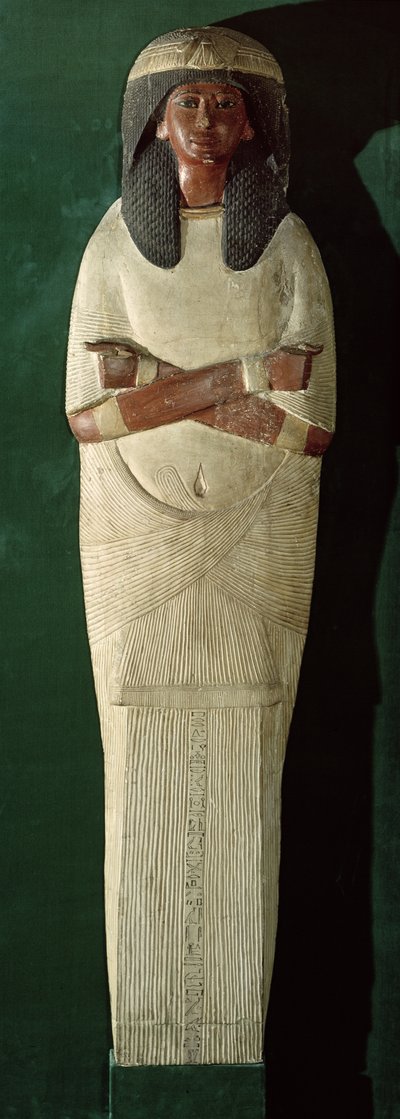 ピアスミイラの蓋パネル、紀元前1279年から1213年頃（塗装済み木材、漆喰） 作： New Kingdom Egyptian