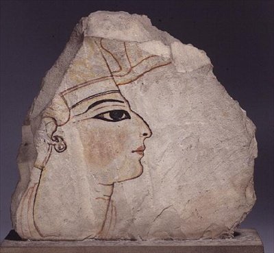 王の横顔のオストラコン（石灰岩 作： New Kingdom Egyptian