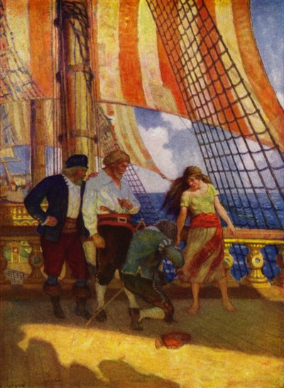 チャールズ・キングスレー著「Westward Ho!」のイラスト（カラーリトグラフ 作： Newell Convers (after) Wyeth
