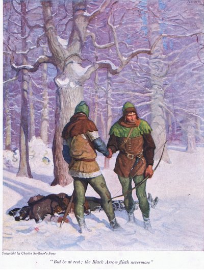 しかし、安静にしてください、ブラックアローはもうこれ以上飛べません、1916 作： Newell Convers Wyeth