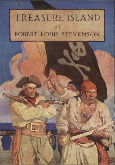 Robert Louis Stevenson（1850-1894）によるトレジャーアイランド用ダストジャケット、パブ。 1915 作： Newell Convers Wyeth