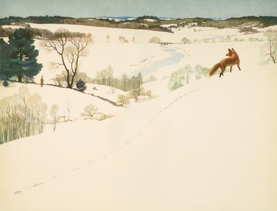 Fox in the Snow、「Men of Concord」のエンドペーパー、David Thoreau 作 作： Newell Convers Wyeth