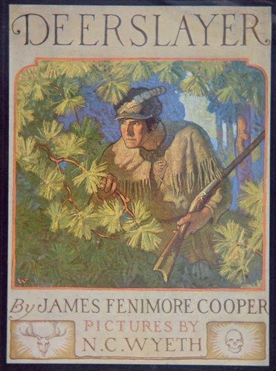 ジェームズ・フェニモア・クーパー（1759-1851）の「The Deerslayer」の表紙 1929年（カラーリトグラフ）。 作： Newell Convers Wyeth