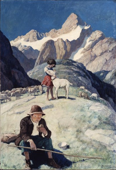 ハイジ、1940（ルネサンスのパネルに油彩） 作： Newell Convers Wyeth