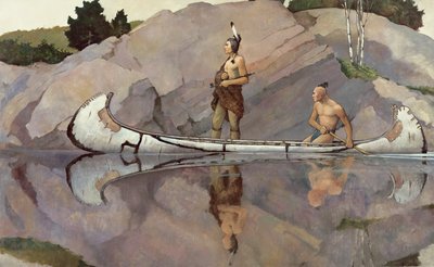 カヌーでインディアン 作： Newell Convers Wyeth