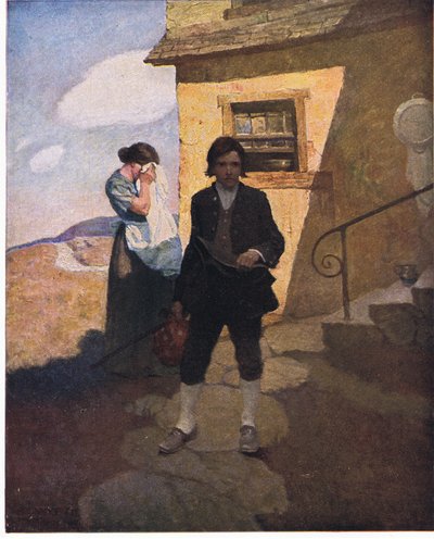 ジム・ホーキンスが家を出る：母と入り江に別れを告げた 作： Newell Convers Wyeth